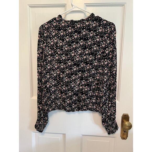 Sactuary Women's XS Ditsy Floral Print Black Pink Long Sleeve Shirt Blouse - Picture 2 of 13